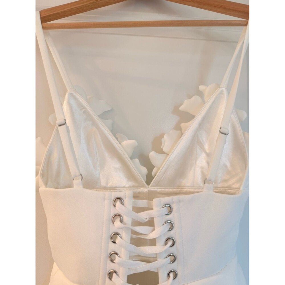 New BRONX BANCO Emma White Floral Appliqué Strap Mini Wedding Dress - Picture 11 of 15